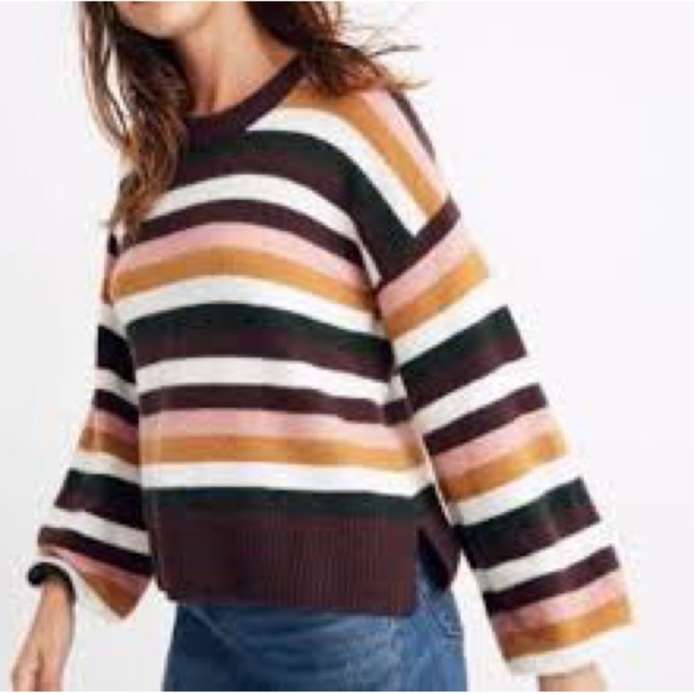 Madewell Stripped Crew Neck Wool Sweater Size XS